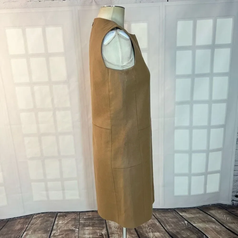 Nellie Partow tan sleeveless business professional sheath dress size 8
